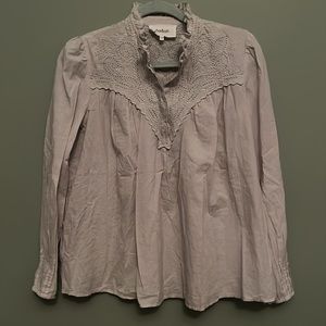 Ba&sh Light Grey Eyelet Blouse